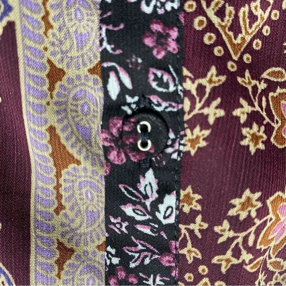 Maurices Bohemian Button Front Patchwork Peasant Blouse Bell Sleeves Sz 4X - Picture 4 of 11